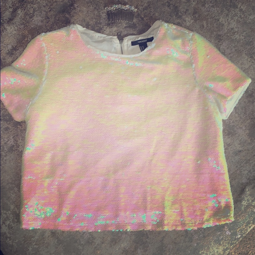COPY - Forever 21 Iridescent Sequin Crop Top